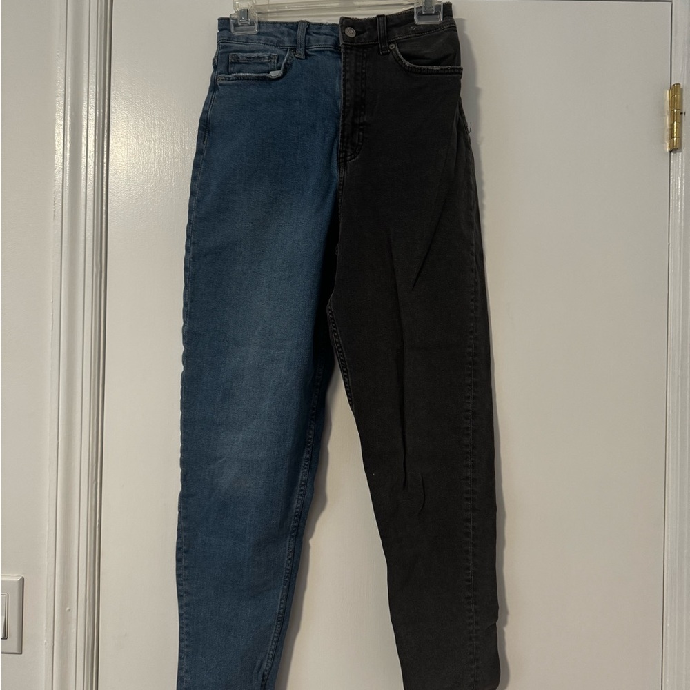 H&M Dual-Tone Denim Jeans in Blue and Black